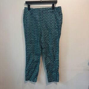 Ann Taylor LOFT Marisa Linen Ankle Pants Teal Navy Polka Dot Trousers Size 6 NWT
